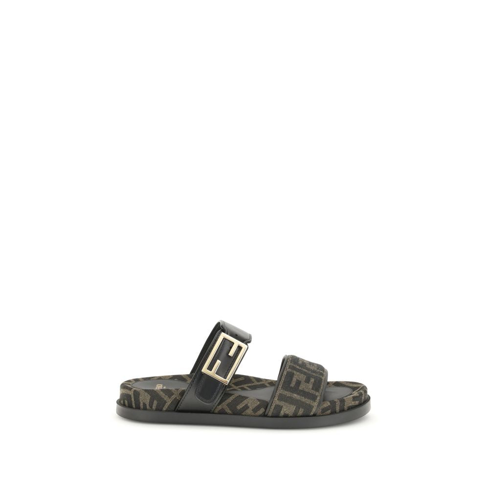 Fendi Brown Polyamide Flat Sandals