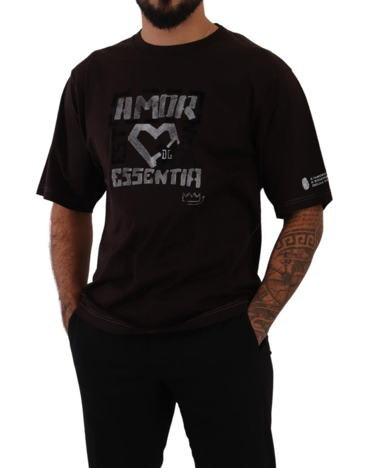 Dolce & Gabbana Bordeaux Cotton L-Amore Print Crewneck T-shirt