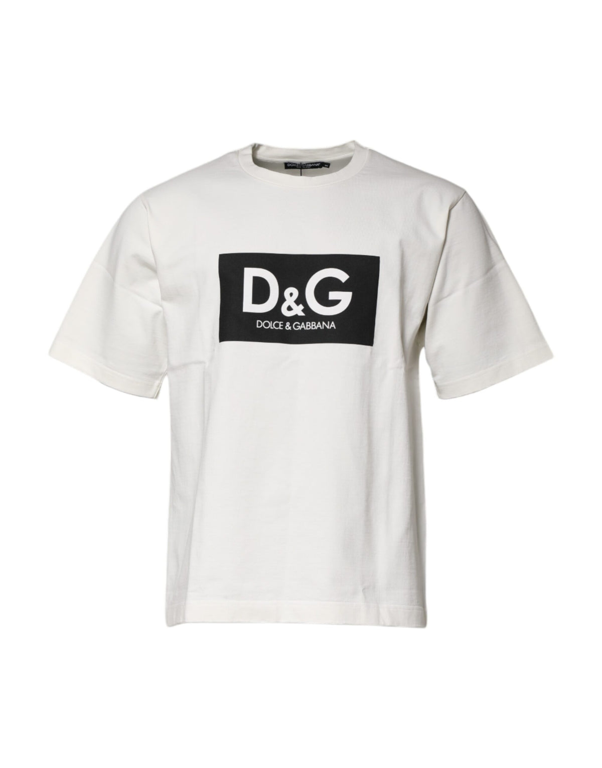 Dolce & Gabbana White Cotton DG Logo Print Round Neck T-shirt