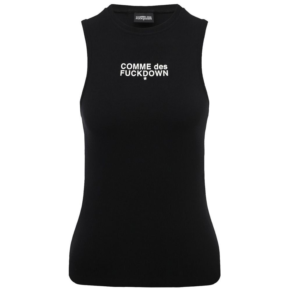 Comme Des Fuckdown Black Cotton Tops & T-Shirt
