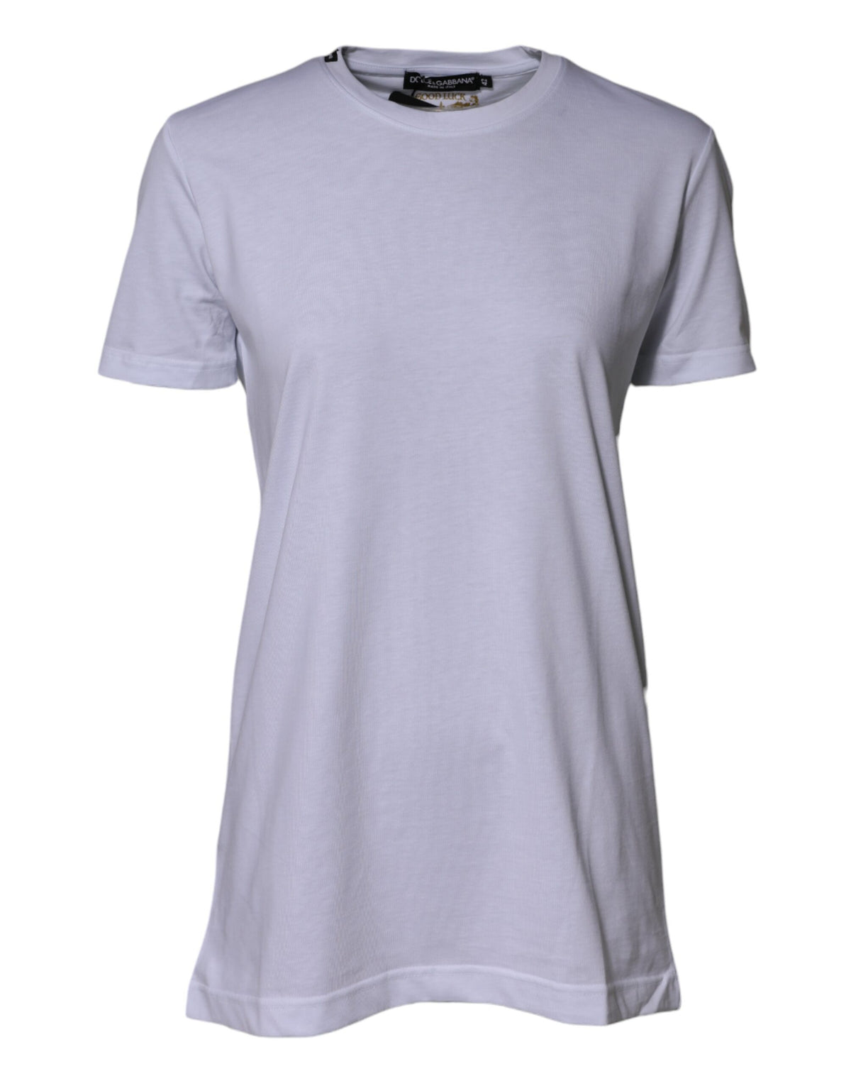 Dolce & Gabbana White Cotton Goodluck 2023 Crew Neck T-shirt