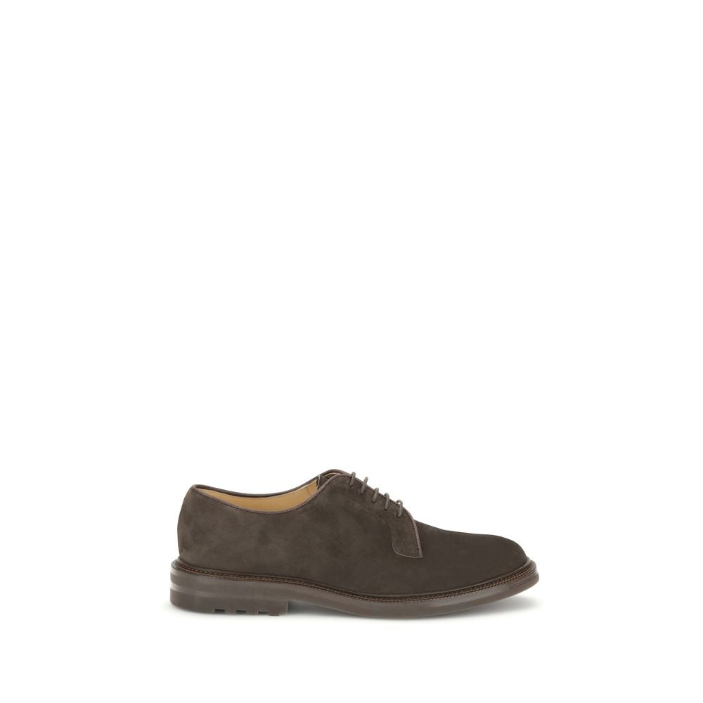 Brunello Cucinelli Brown Calf Leather Bos Taurus Oxfords And Derbies