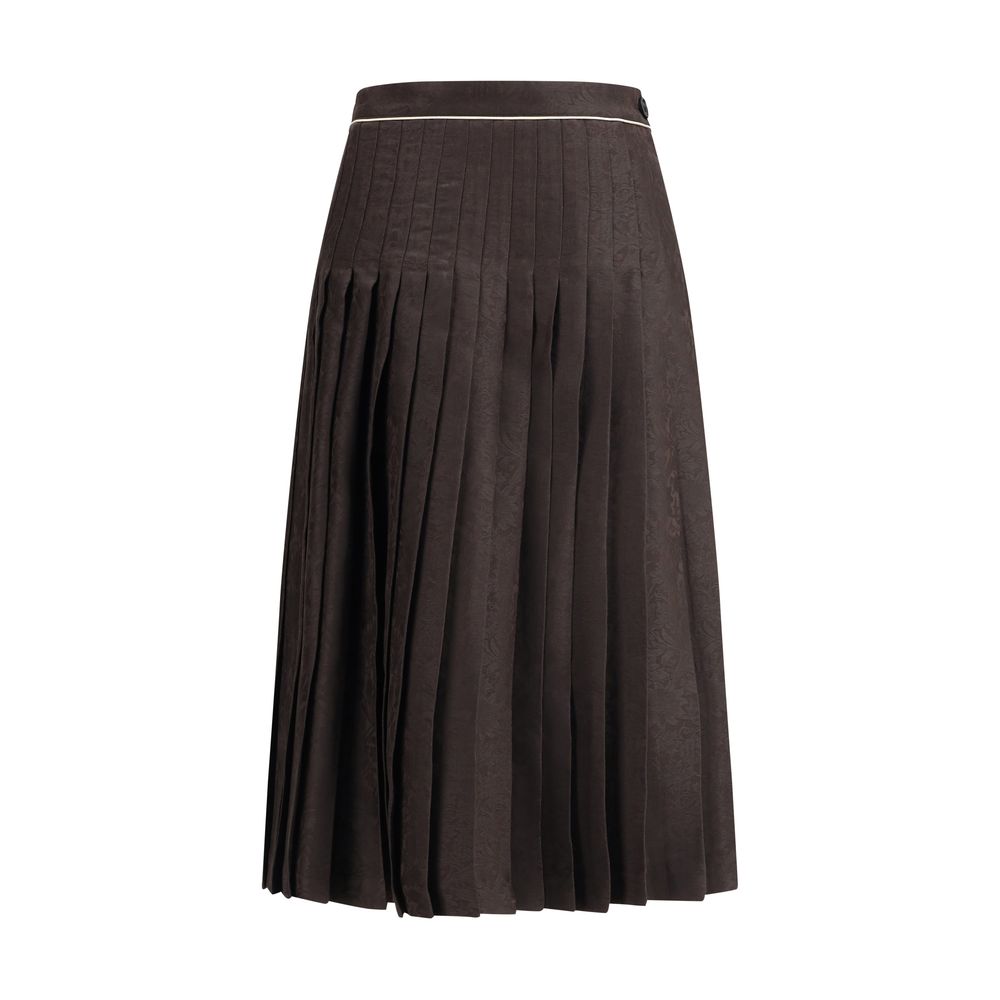 Burberry Brown Silk Midi Skirt