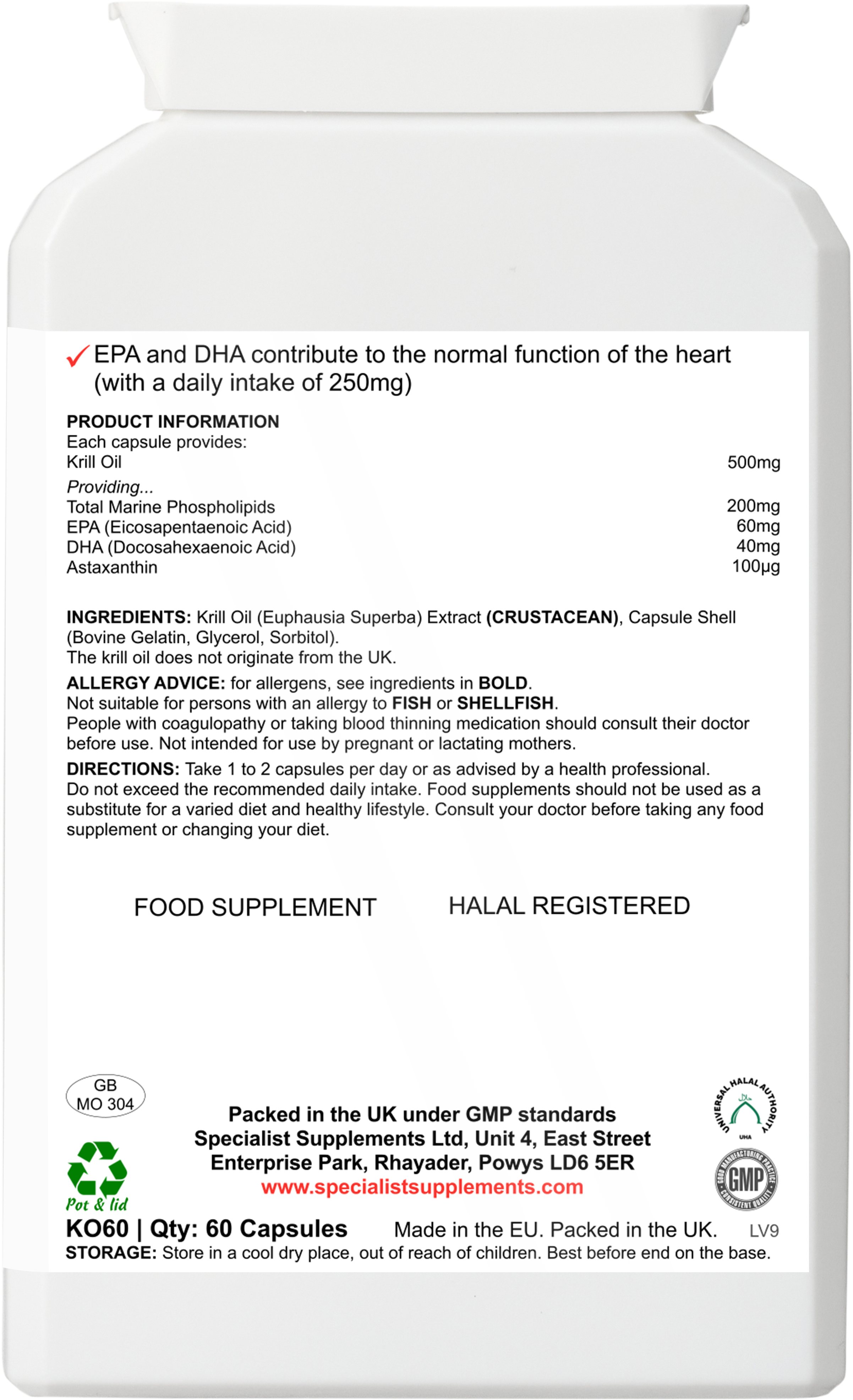 Antarctic Krill Oil - back of pack
