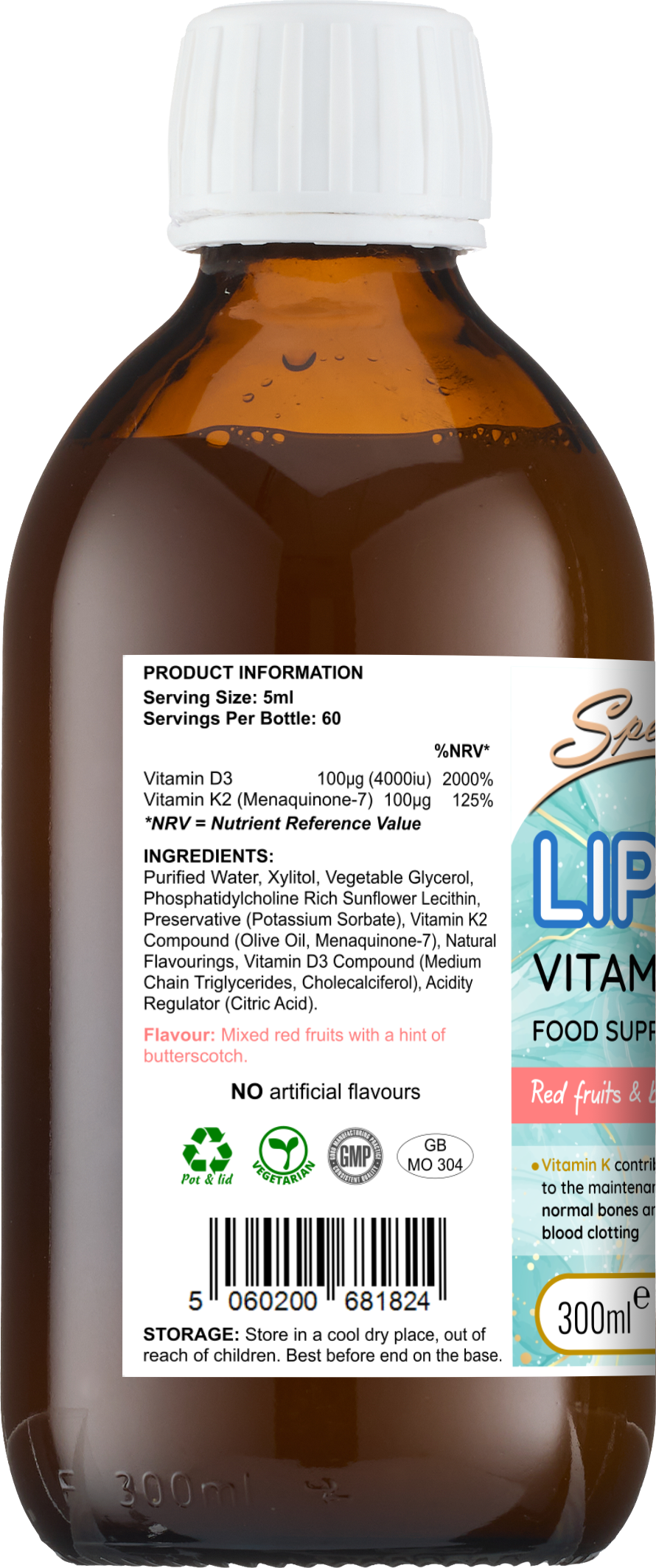 LIPOSOMAL Vitamins D3 + K2 - left side