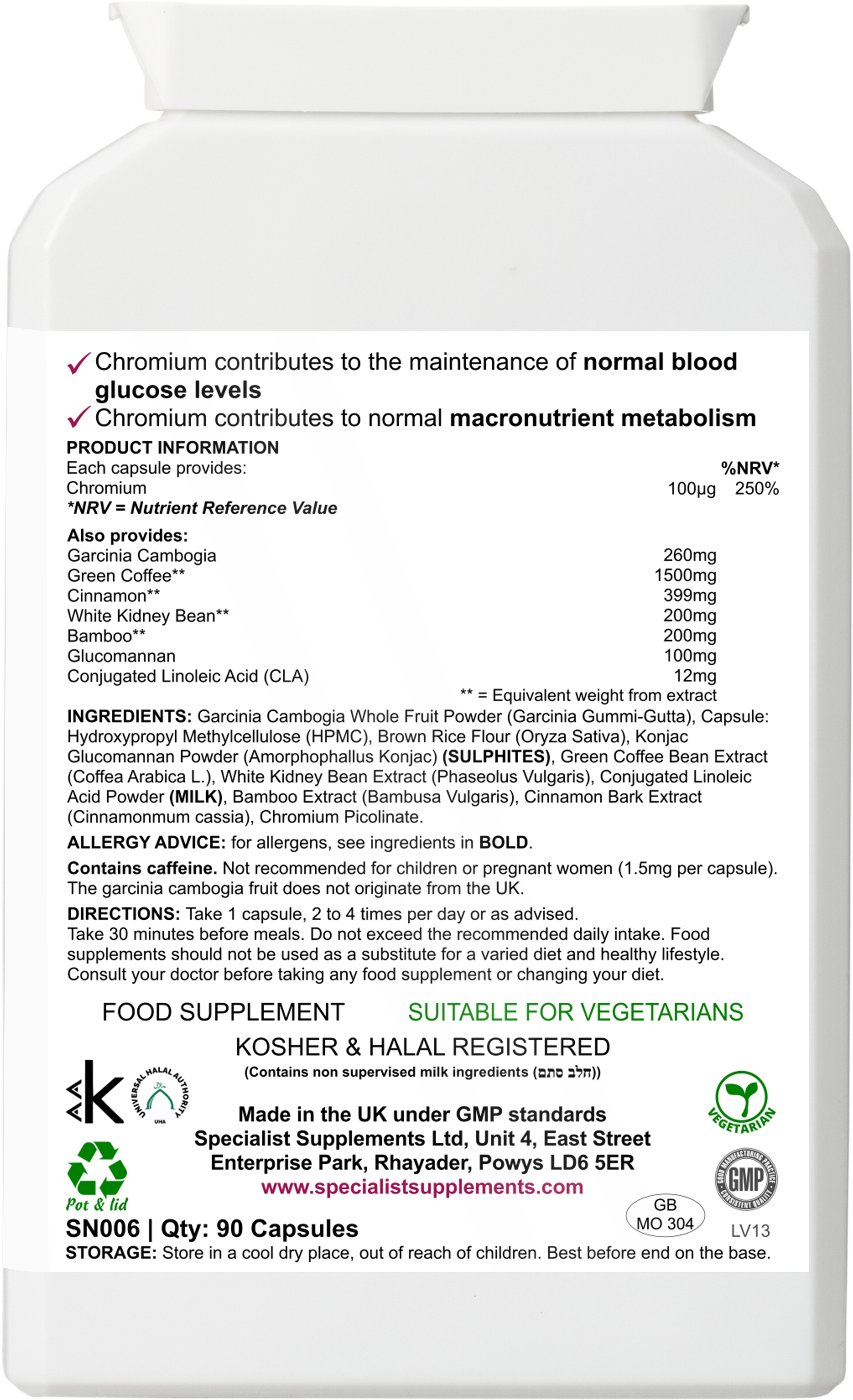 Garcinia Cambogia Complex - back of pack