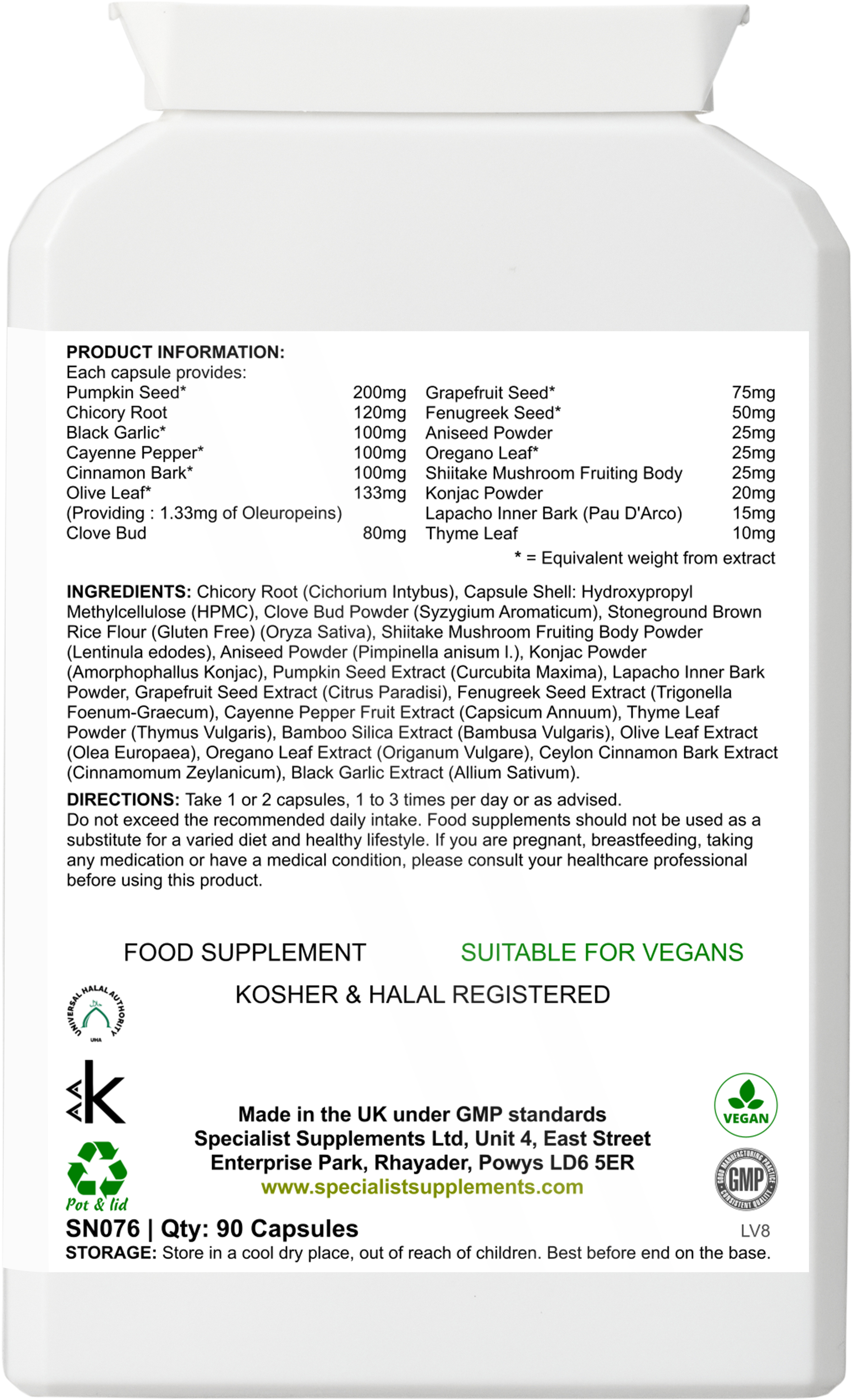 P-Cleanse - back of pack