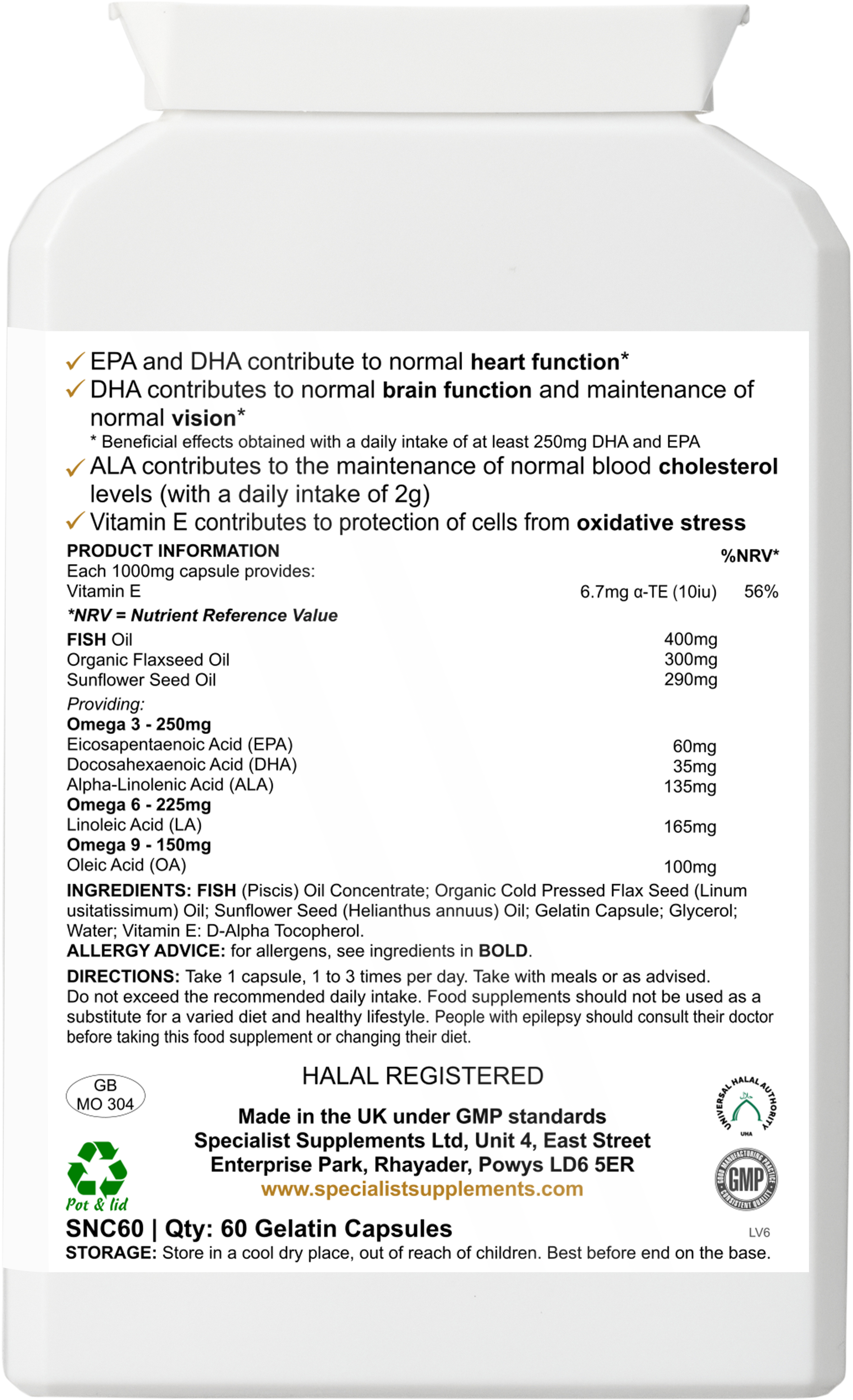 Omega 3-6-9 Oils - back of pack