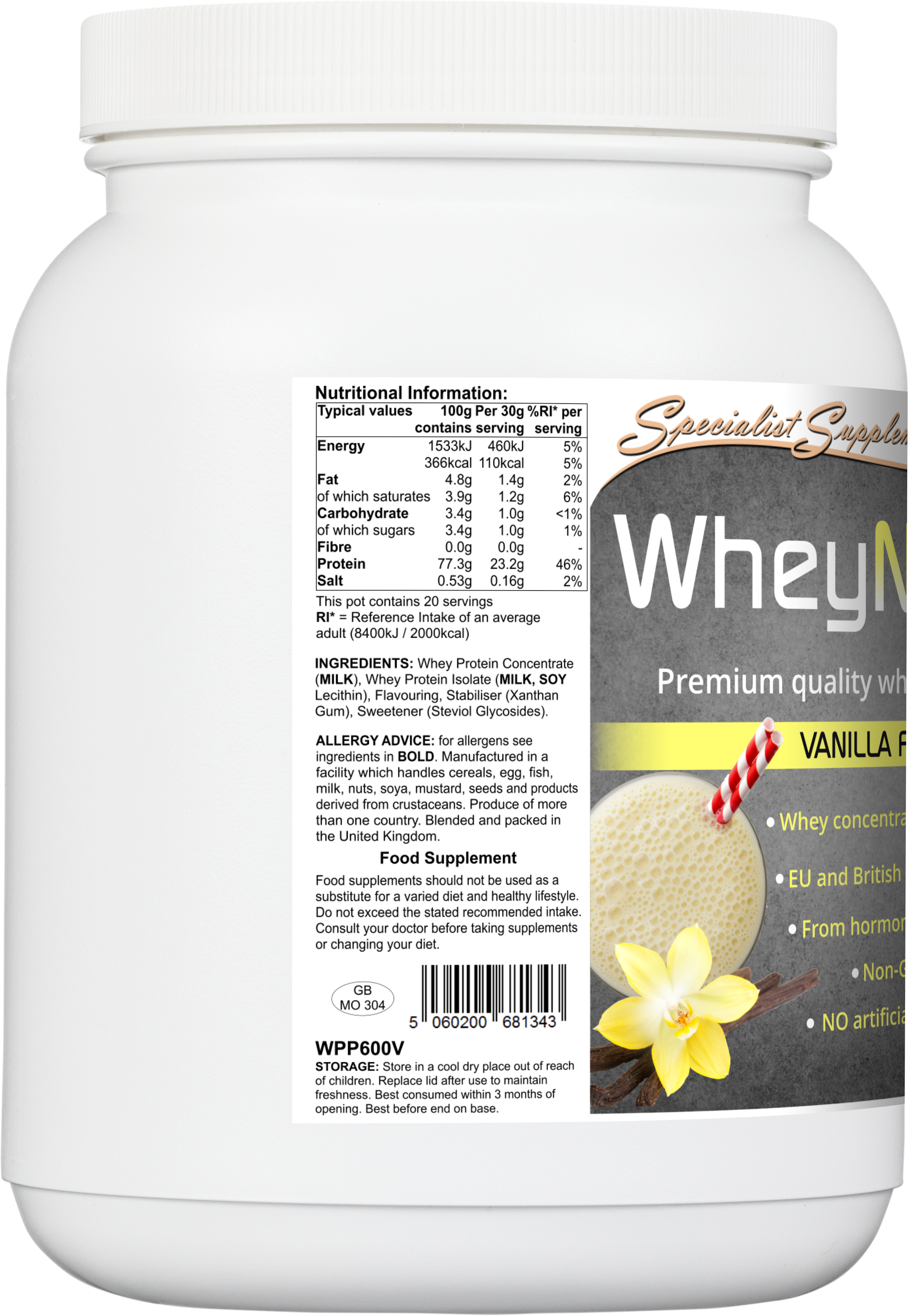 WheyNourish (Vanilla) - left side
